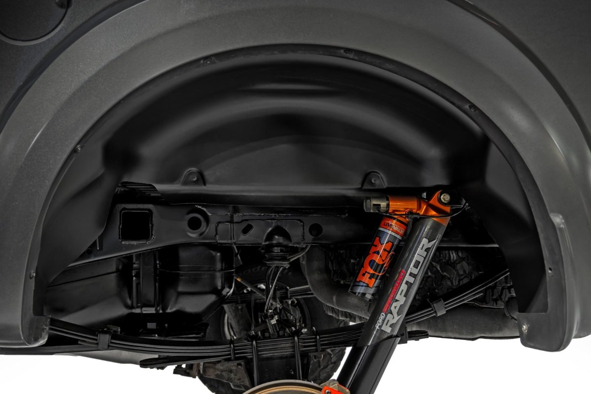 Ford F-150 Raptor Rear Wheel Well Liners - Rough Country - All-Black - 4WD - '17-'20